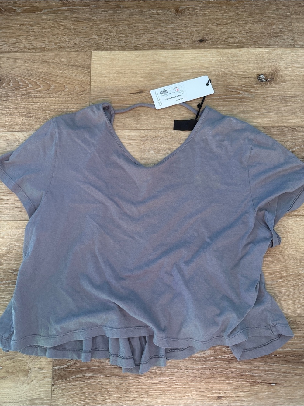 bobi Dusty Lavender V-Neck Short Sleeve Crop Top
